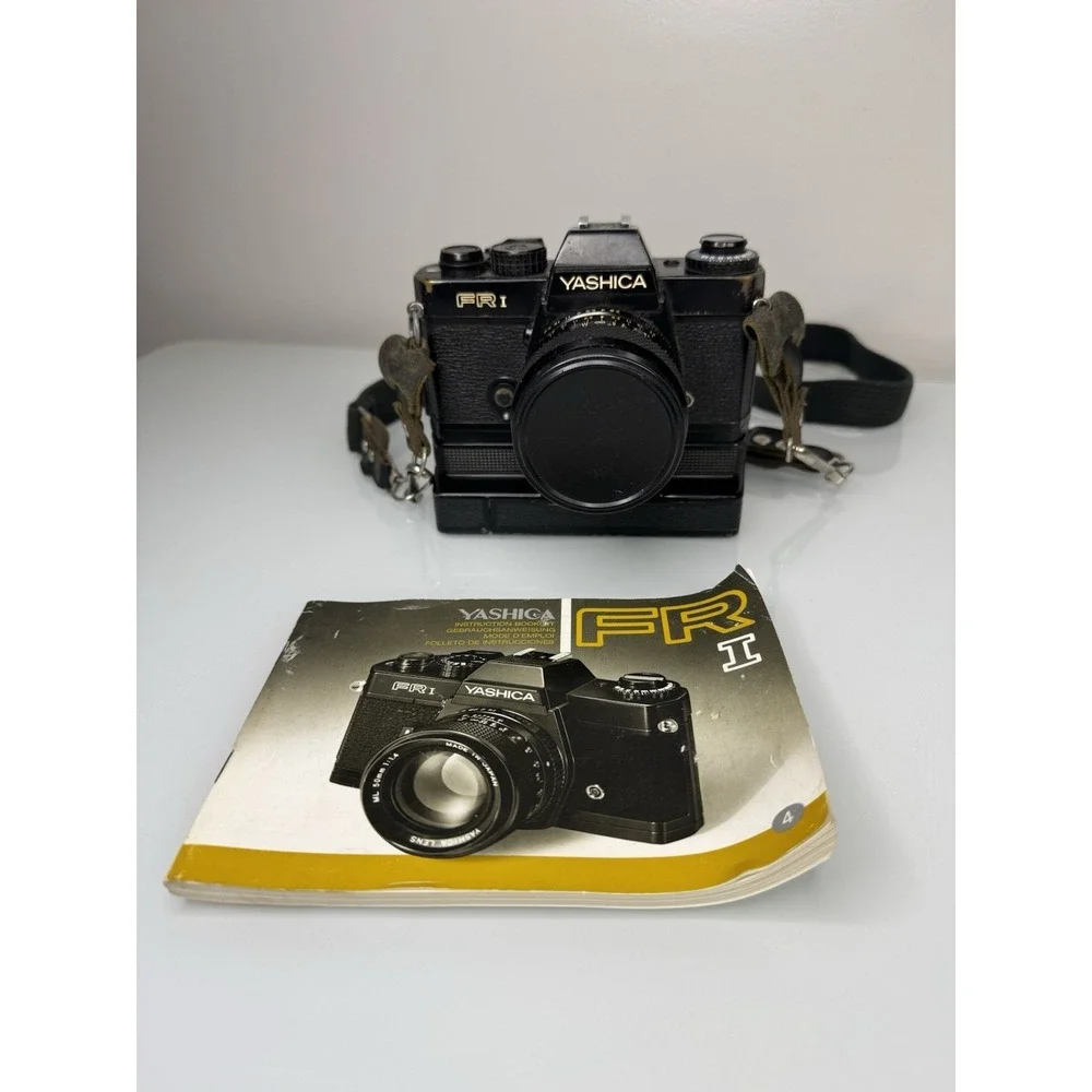 Vintage Yashica FR1 SLR 35mm Film Camera *Untested* With Winder Manual & Lens